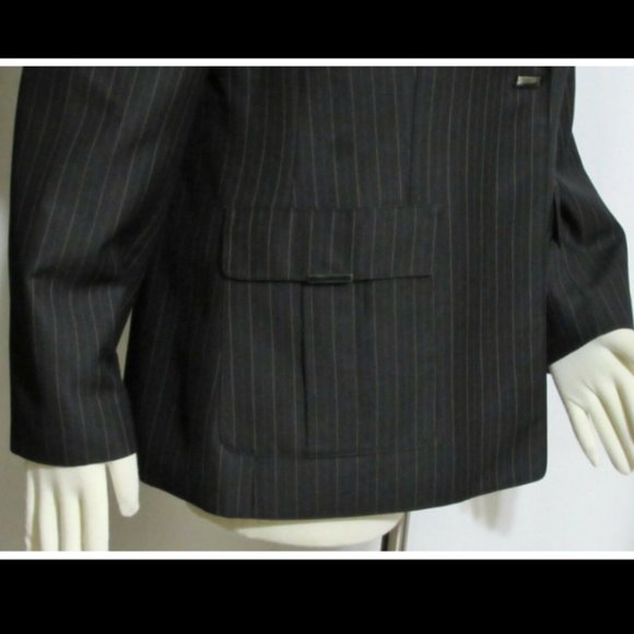 New KASPER Black & Brown Pinstripe Blazer Jacket10 - Picture 3 of 5